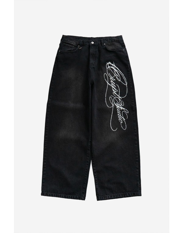 White Noise Chaos Script Barrel Jean Erkek Pantolon