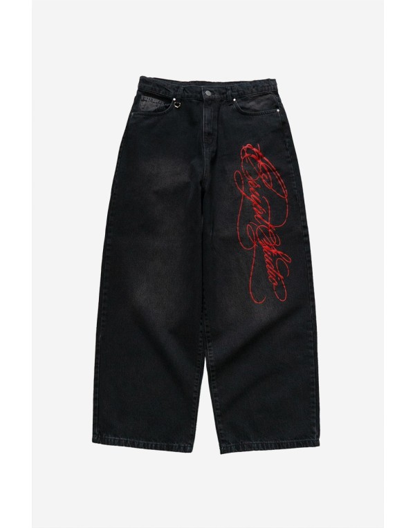 Crupt Red Chaos Script Barrel Jean Erkek Pantolon