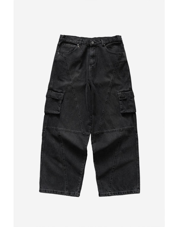 Crupt Archive Erkek Kargo Siyah Washed Baggy Jean Pantolon