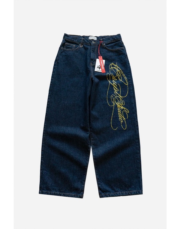 Crupt Blue Chaos Script Barrel Jean Erkek Pantolon