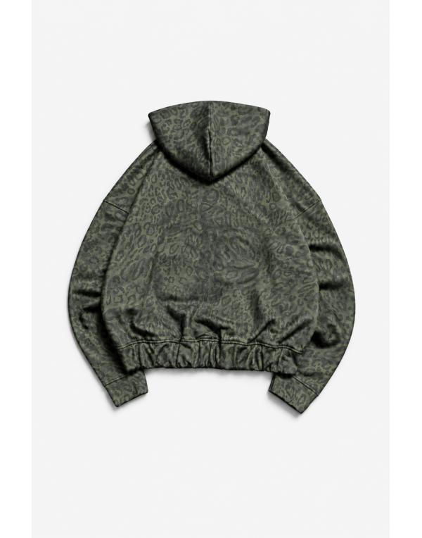 Feral Leopard Erkek Crop Zip Hoodie Ceket 