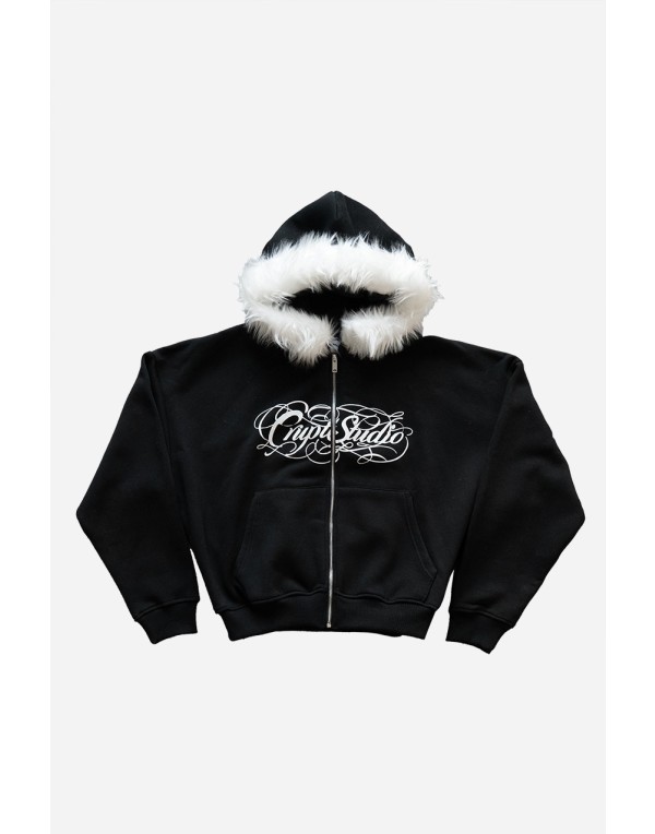 Whiteout Crupt Fur Siyah Erkek Zip Hoodie